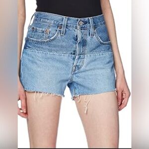 Levi's 501 Original Jean Shorts high-rise raw-hem two tone denim summer festival